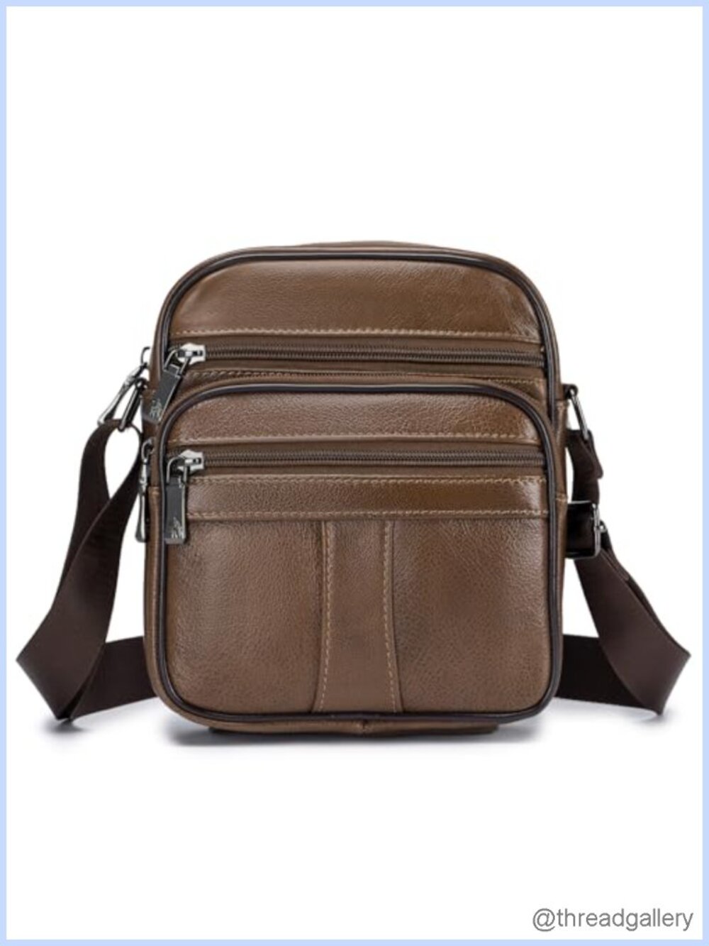 Genuine Cowhide Leather Crossbody Messenger Bag for Men Fits 7.9 iPad